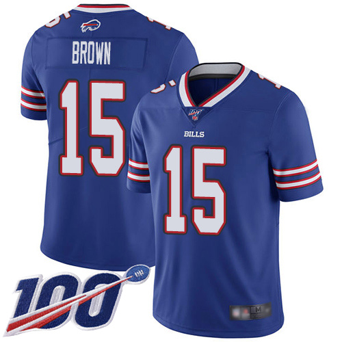 Men Buffalo Bills #15 John Brown Royal Blue Team Color Vapor Untouchable Limited Player 100th Season NFL Jersey->buffalo bills->NFL Jersey